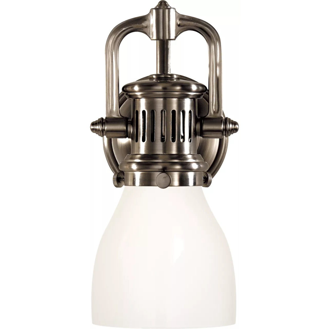 Chapman & Myers Yoke 1 Light 5 inch Antique Nickel Suspended Bath Sconce Wall Light in White Glass