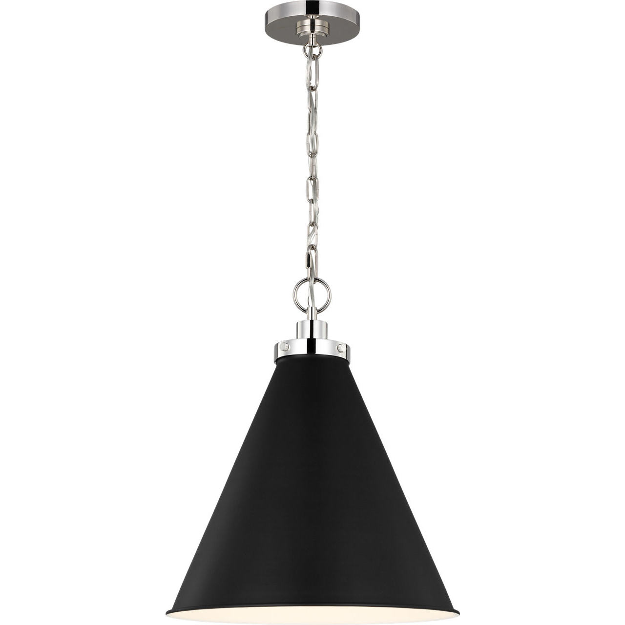 C&M by Chapman & Myers Wellfleet 1 Light 15.63 inch Midnight Black and Polished Nickel Pendant Ceiling Light in Midnight Black / Polished Nickel