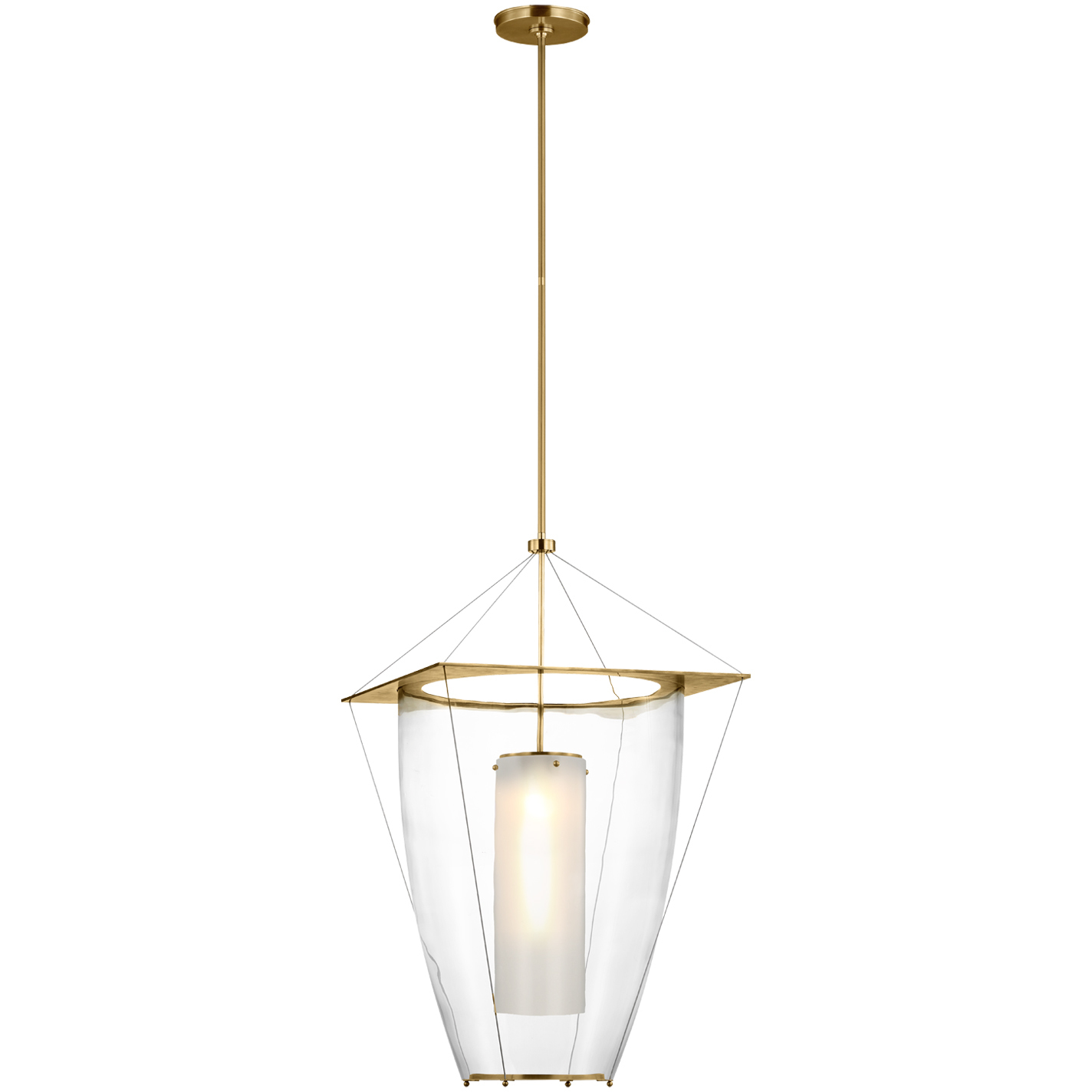 Ray Booth Ovalle LED 20 inch Antique Brass Lantern Pendant Ceiling Light