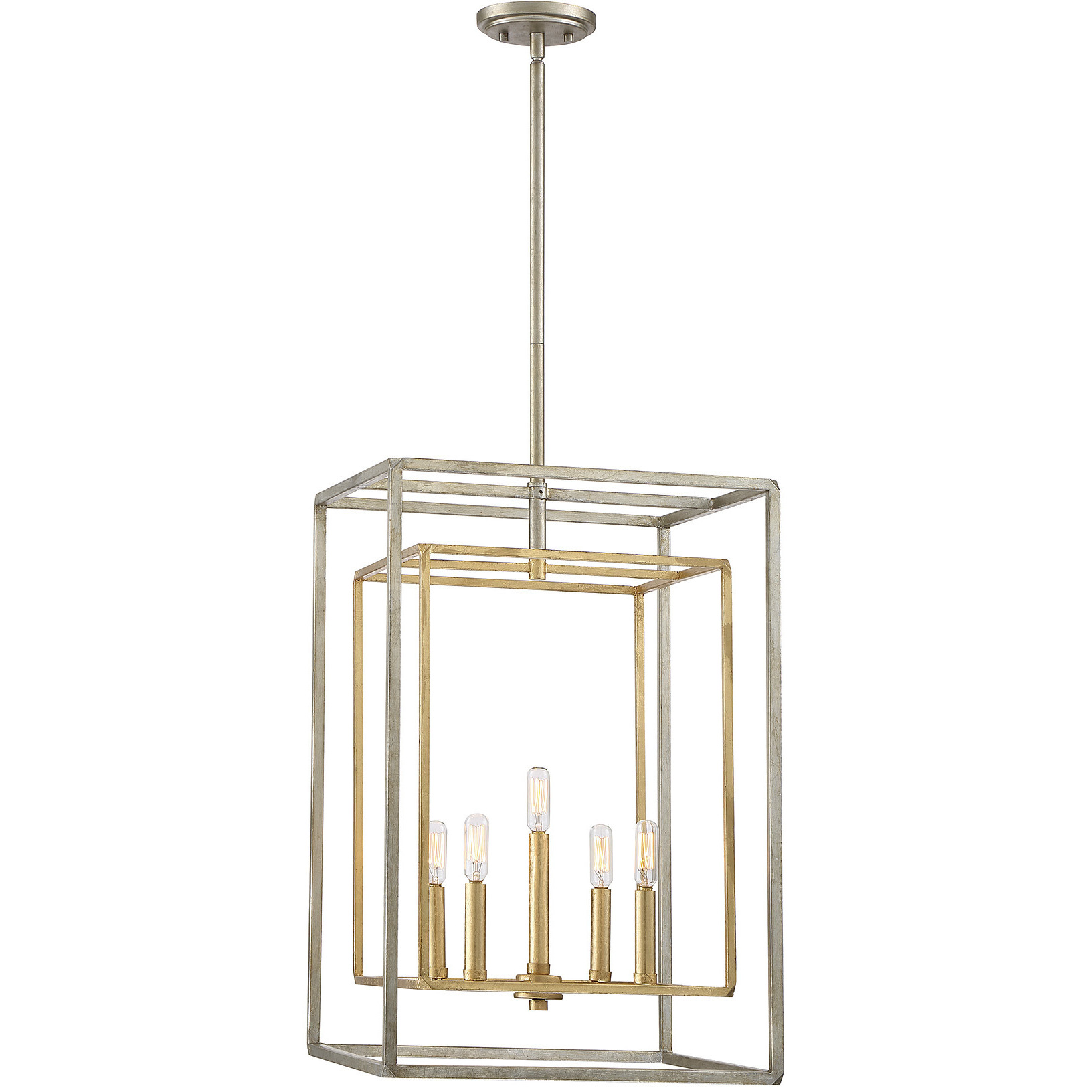 Berlin 5 Light 16.5 inch Argentum and Gold Pendant Ceiling Light