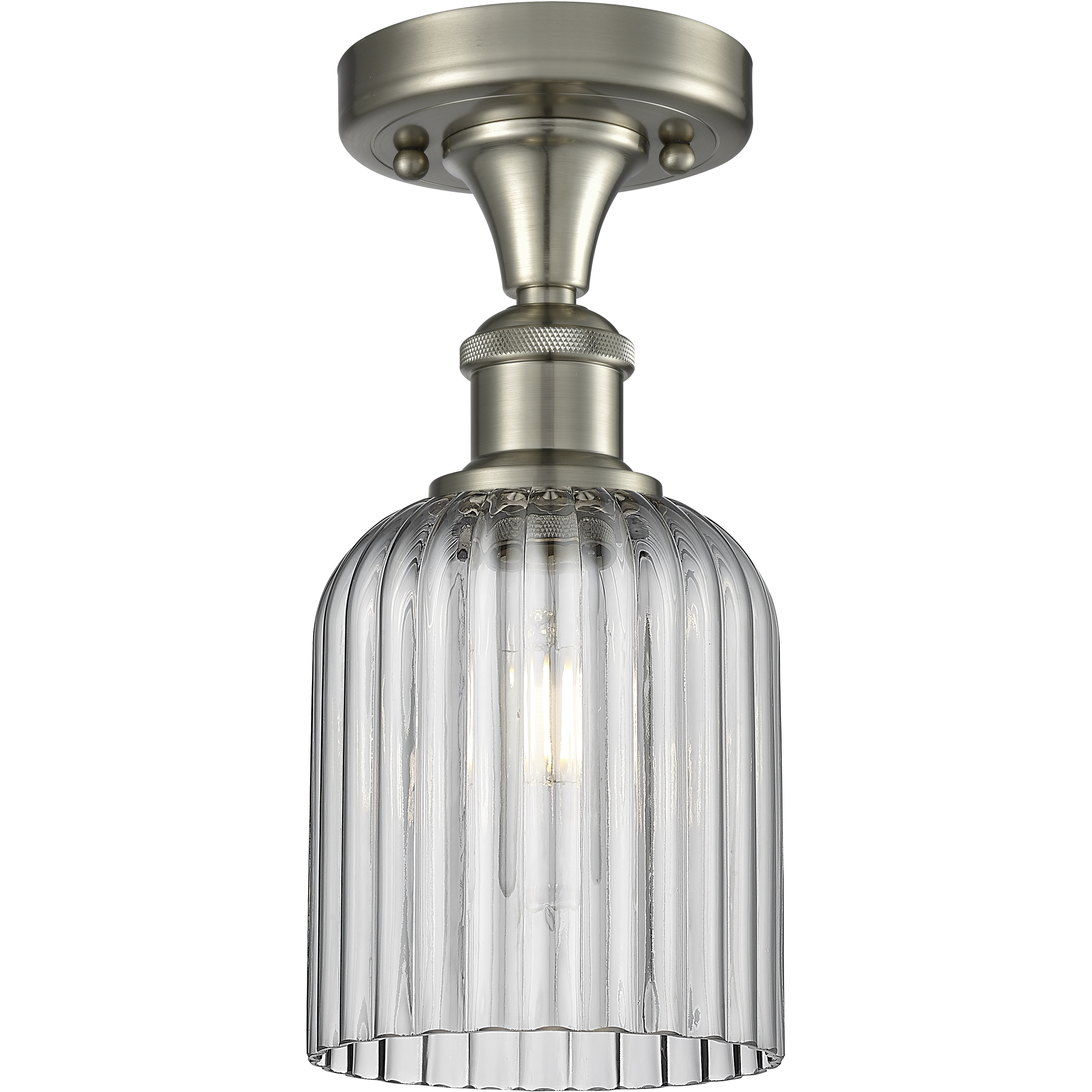 Bridal Veil 1 Light 5 inch Satin Nickel Semi-Flush Mount Ceiling Light in Light Smoke Glass