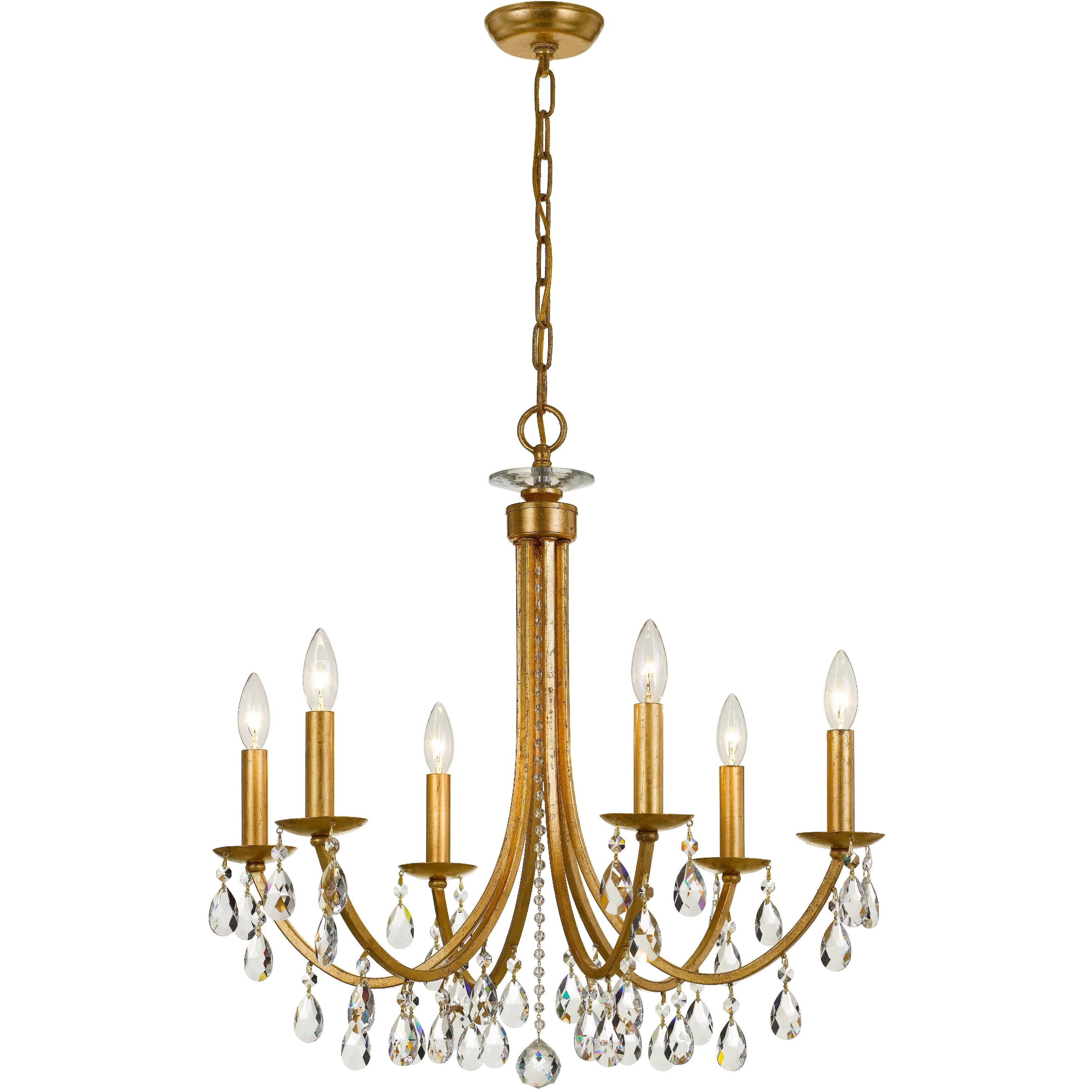 Bridgehampton 6 Light 26 inch Antique Gold Chandelier Ceiling Light in Clear Spectra