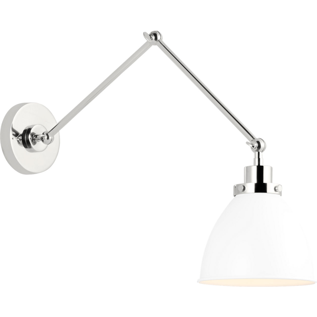 C&M by Chapman & Myers Wellfleet 26 inch 75 watt Matte White and Polished Nickel Task Sconce Wall Light in Matte White / Polished Nickel