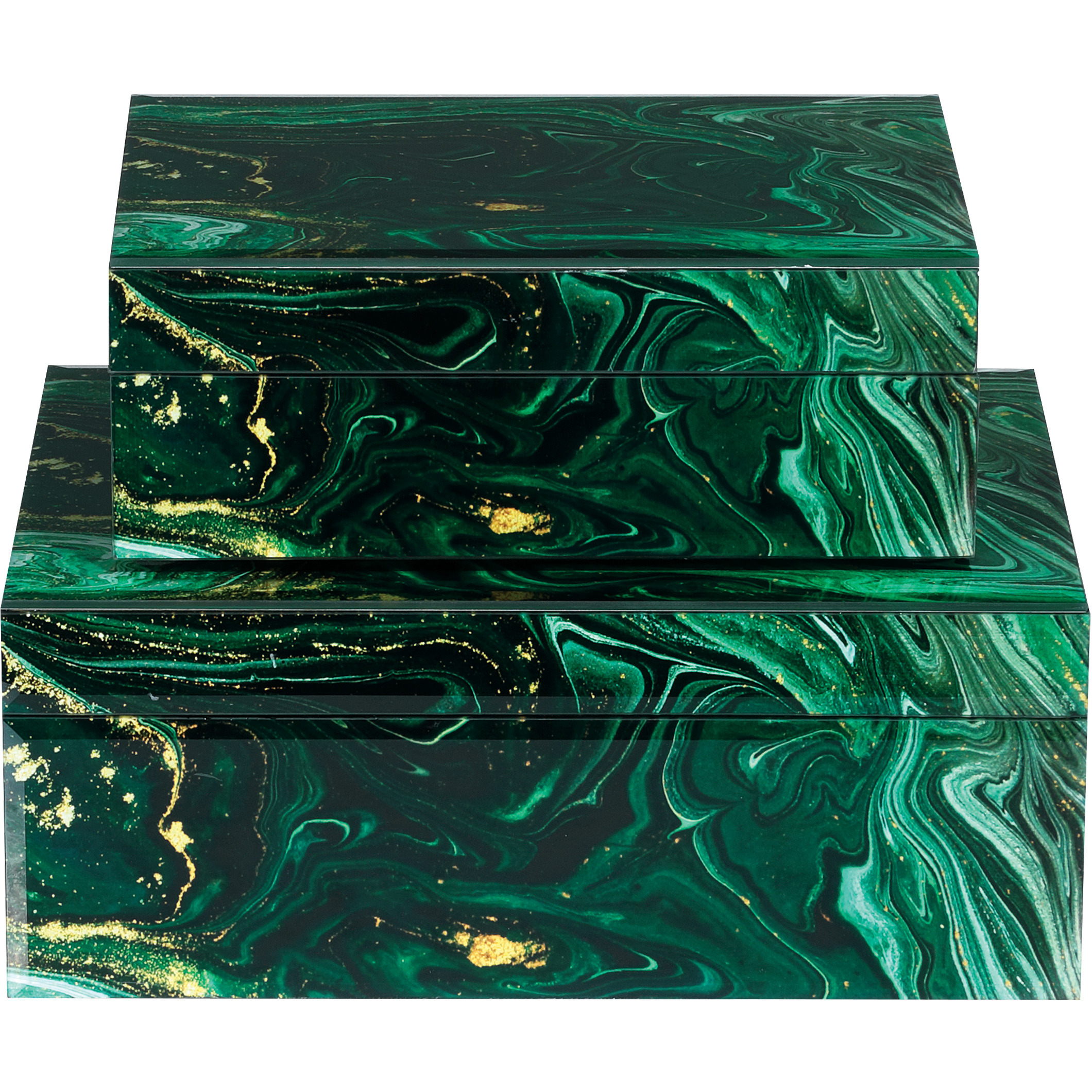 Interstellar 7.75 inch Dark Green Boxes, Set of 2