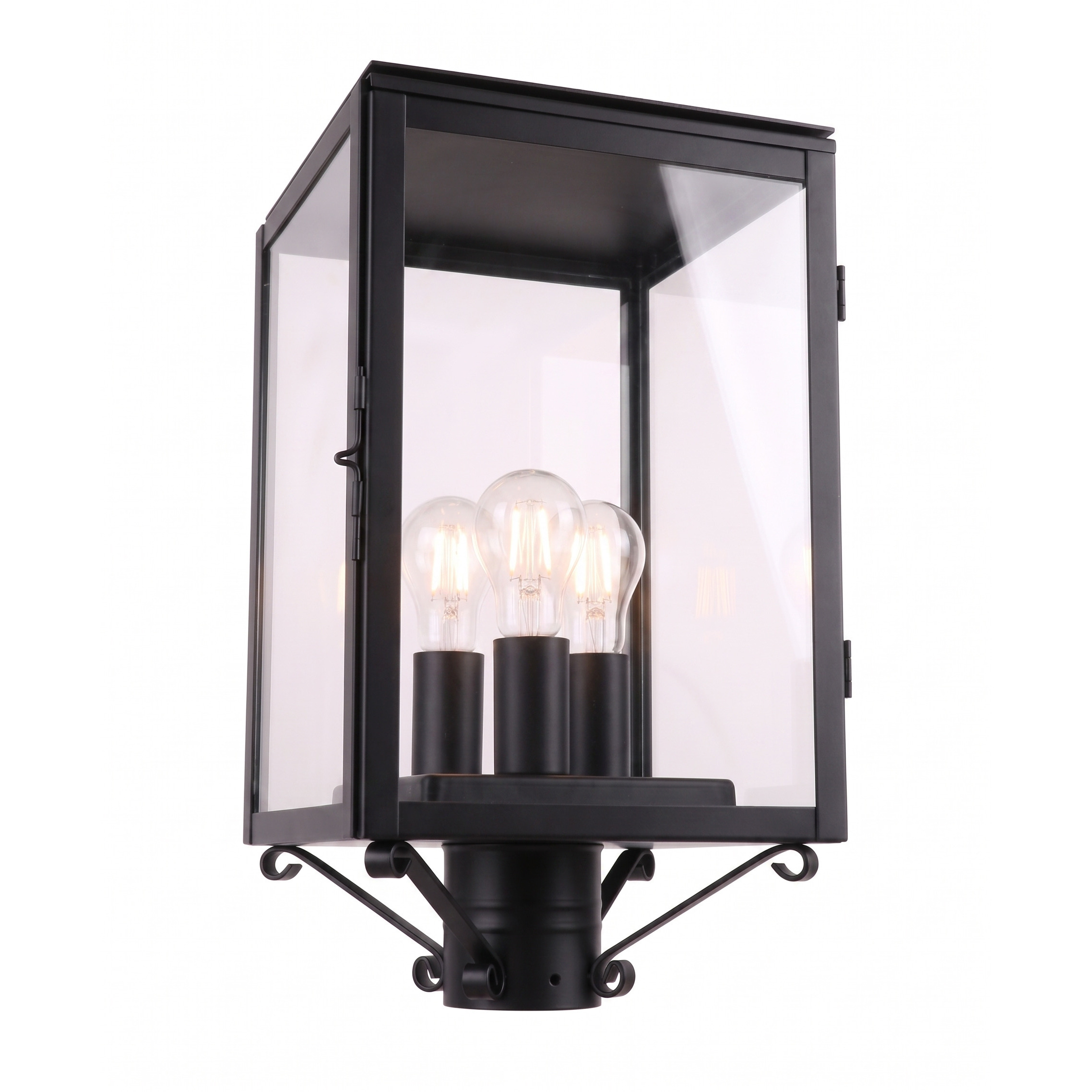 Westbrook 3 Light 17.5 inch Matte Black Post Lantern in Clear Glass, Brass Traditions by Innovations Lighting