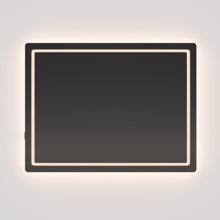 Compact 36 X 24 inch Black LED Lighted Mirror, Vanita by Oxygen