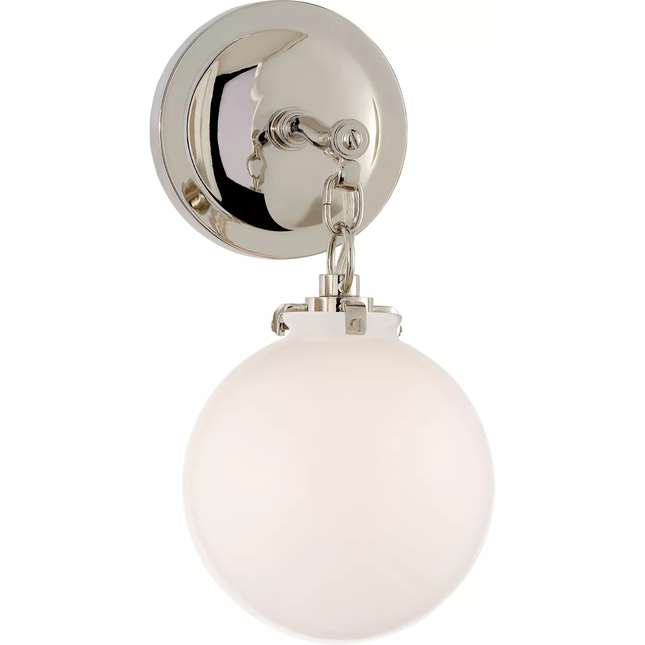 Thomas O'Brien Katie4 1 Light 8 inch Polished Nickel Globe Bath Sconce Wall Light in White Glass, Small