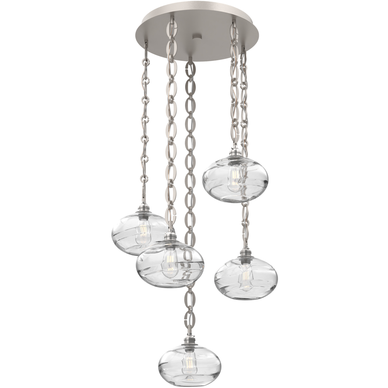 Coppa 5 Light 22 inch Beige Silver Multi-Pendant Ceiling Light in Clear Optic, Oval Chain
