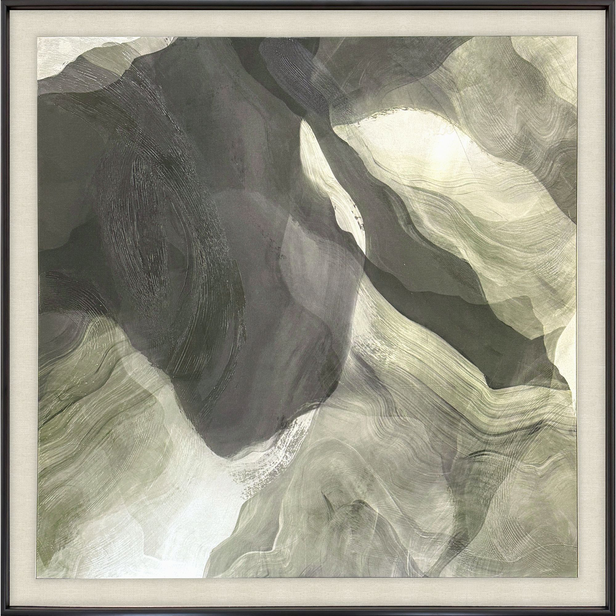 Carved by Time II Green and Beige and Metallic Canvas, The Studio