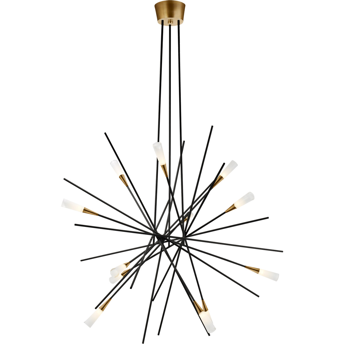 Chapman & Myers Stellar LED 38.25 inch Matte Black and Antique Brass Chandelier Ceiling Light, Large