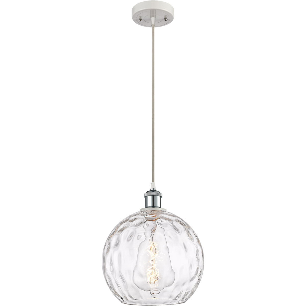 Ballston Athens Water Glass 1 Light 10 inch White and Polished Chrome Mini Pendant Ceiling Light