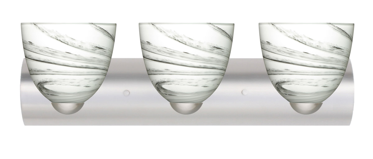 Sasha Ii 3 Light 22 inch Satin Nickel Vanity Lighting Wall Light in Incandescent, Marble Grigio Glass