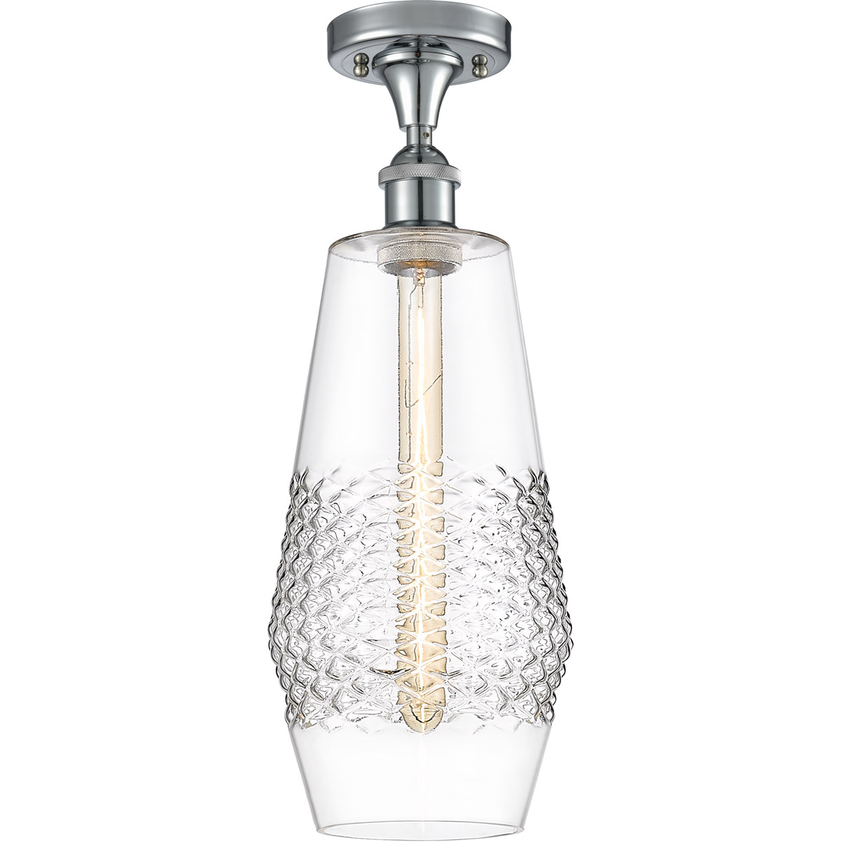 Ballston Windham LED 7 inch Polished Chrome Semi-Flush Mount Ceiling Light in Clear Glass
