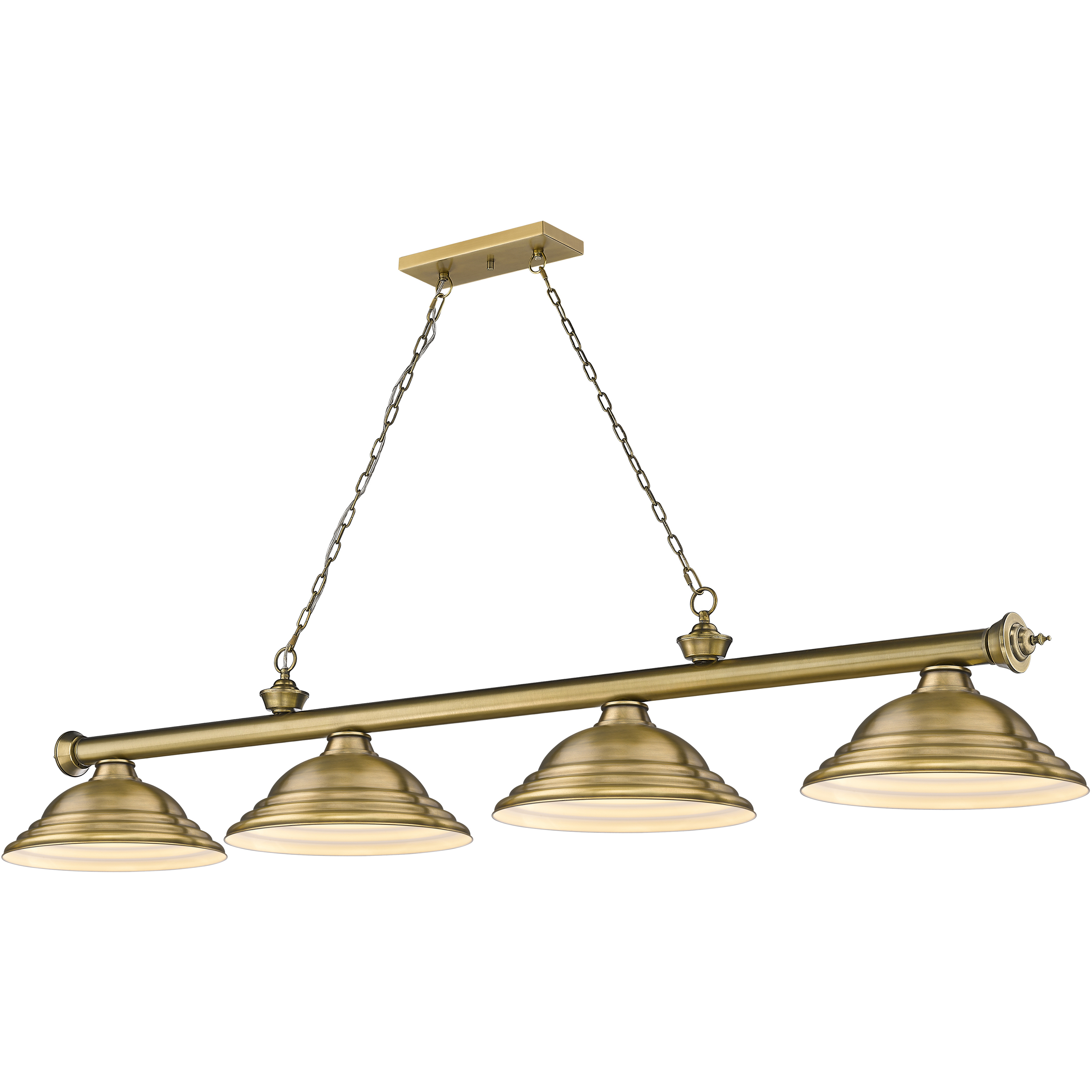 Cordon 4 Light 81.75 inch Rubbed Brass Billiard Ceiling Light in Rubbed Brass Metal