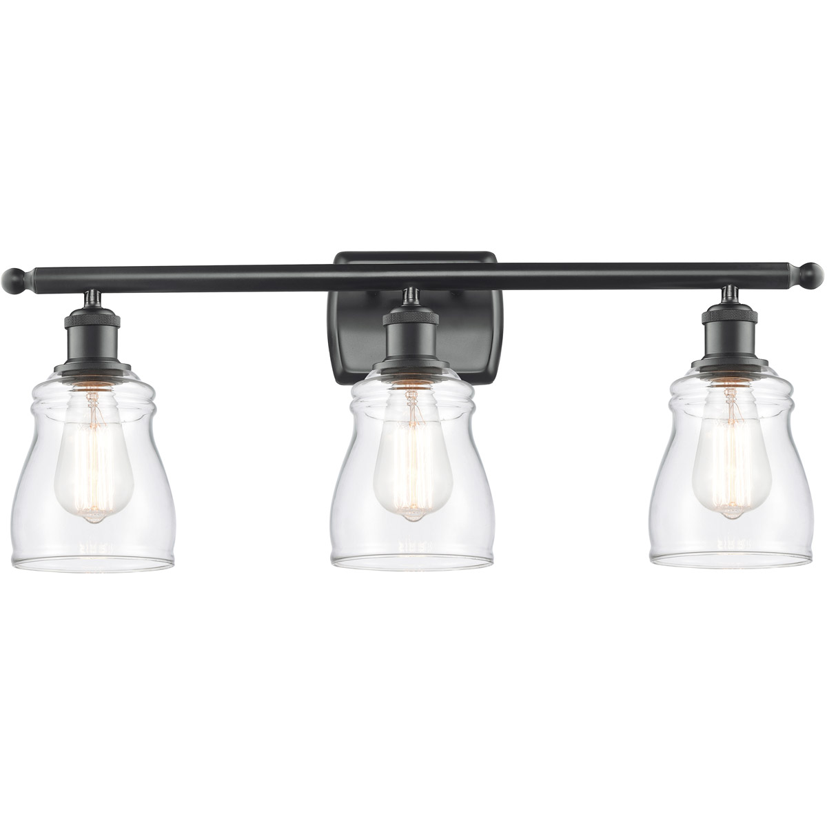 Ballston Ellery 3 Light 26 inch Matte Black Bath Vanity Light Wall Light in Clear Glass, Ballston