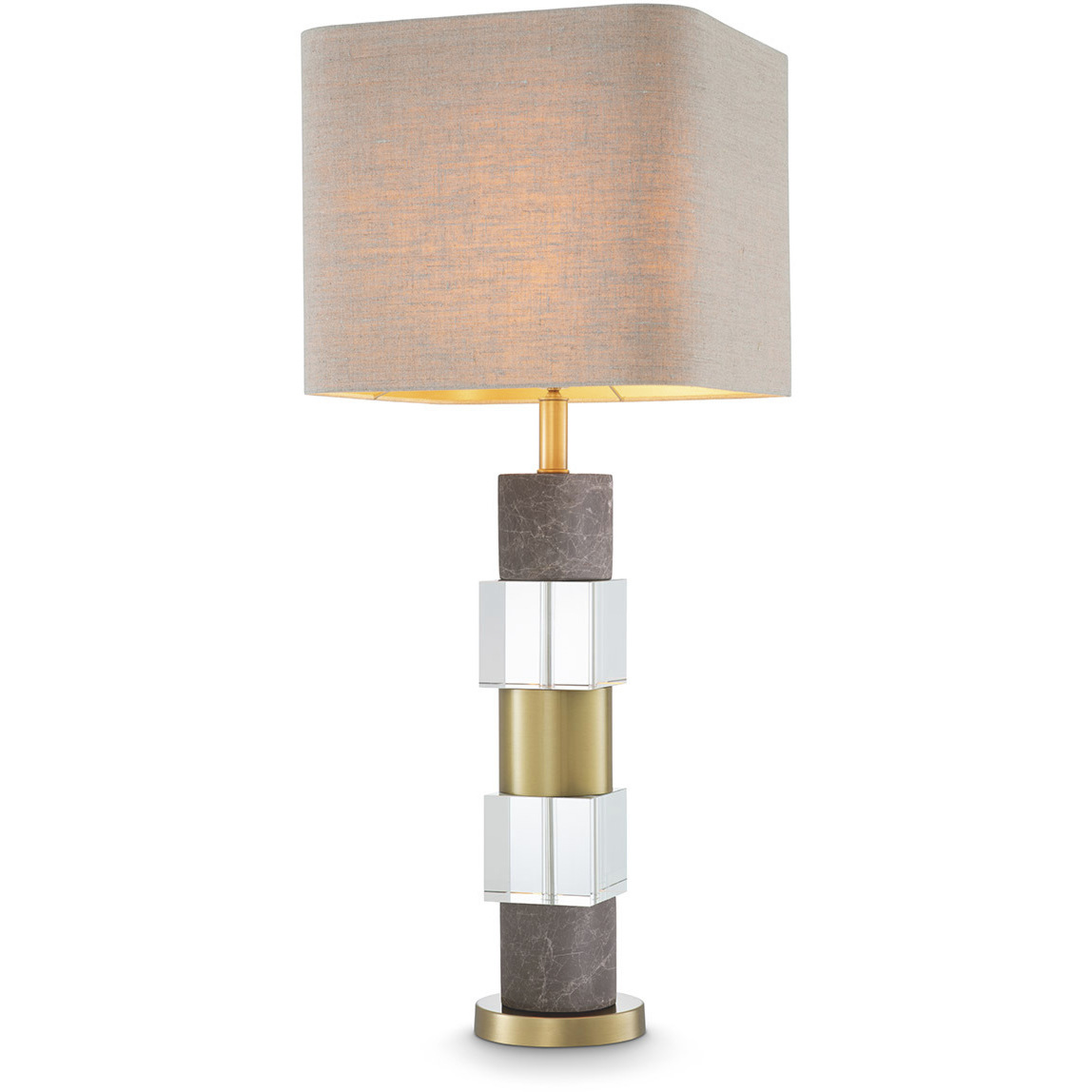 Cullingham 34.25 inch 40 watt Antique Brass and Grey Marble and Crystal Glass Table Lamp Portable Light in Antique Brass with Grey Marble