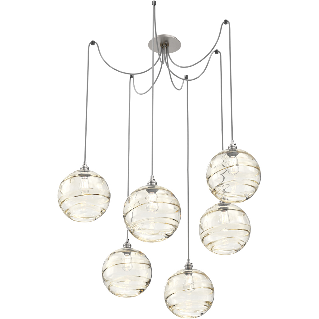Terra 6 Light 18 inch Metallic Beige Silver Swag Multi-Pendant Ceiling Light in Amber Optic