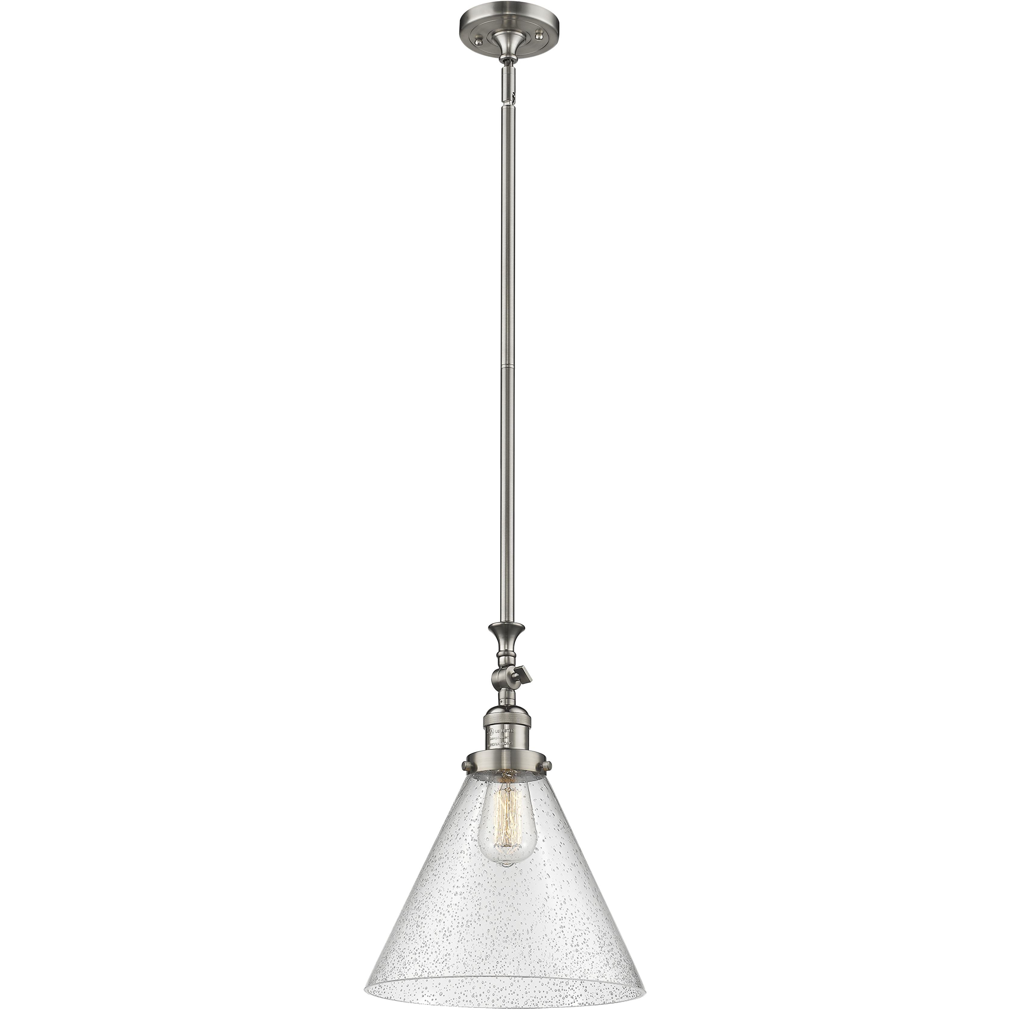 Franklin Restoration Cone LED 12 inch Brushed Satin Nickel Mini Pendant Ceiling Light in Seedy, Franklin Restoration