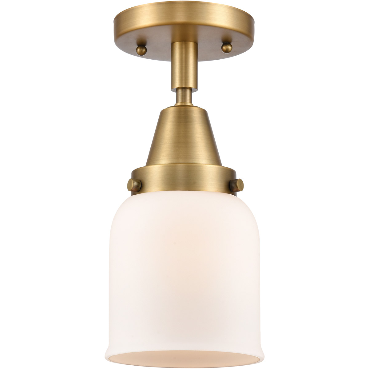 Franklin Restoration Small Bell LED 5 inch Brushed Brass Flush Mount Ceiling Light in Matte White Glass