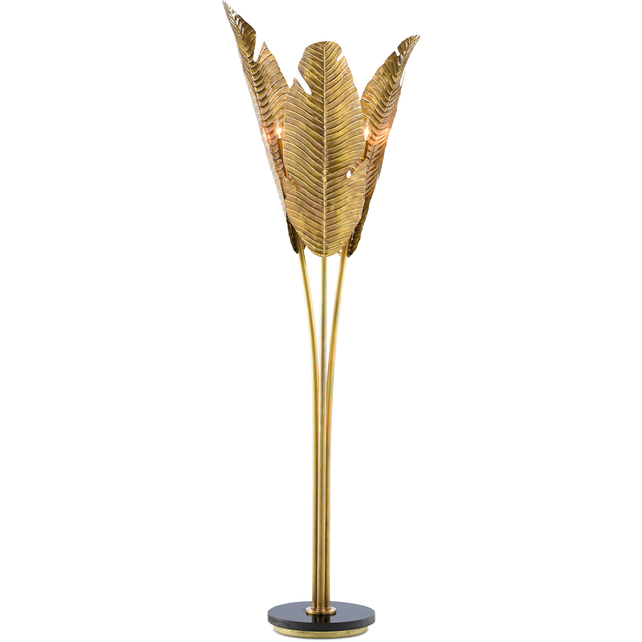 Tropical 83.5 inch 40 watt Vintage Brass and Black Floor Lamp Portable Light, Large