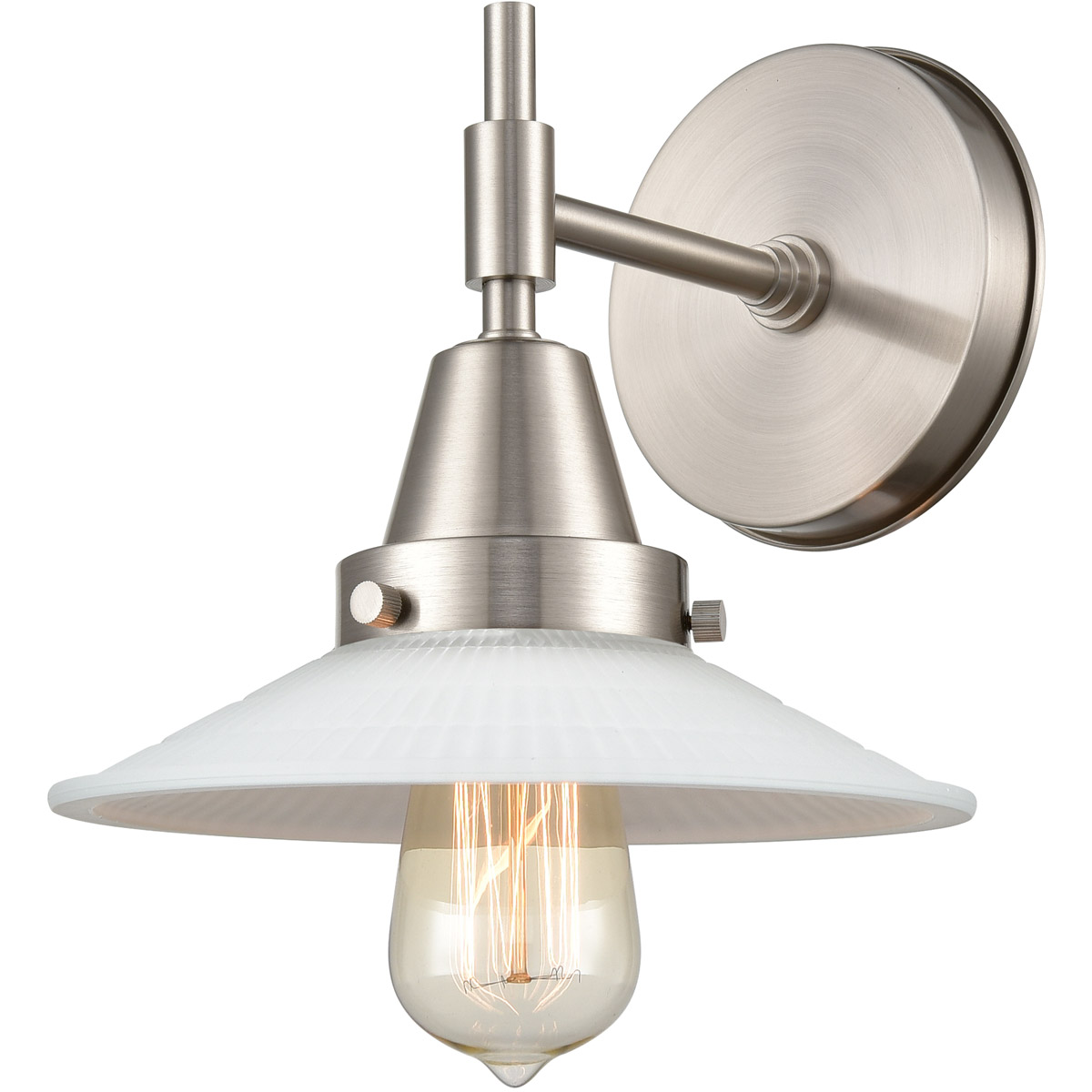 Caden 1 Light 9 inch Satin Nickel Sconce Wall Light in Matte White Glass