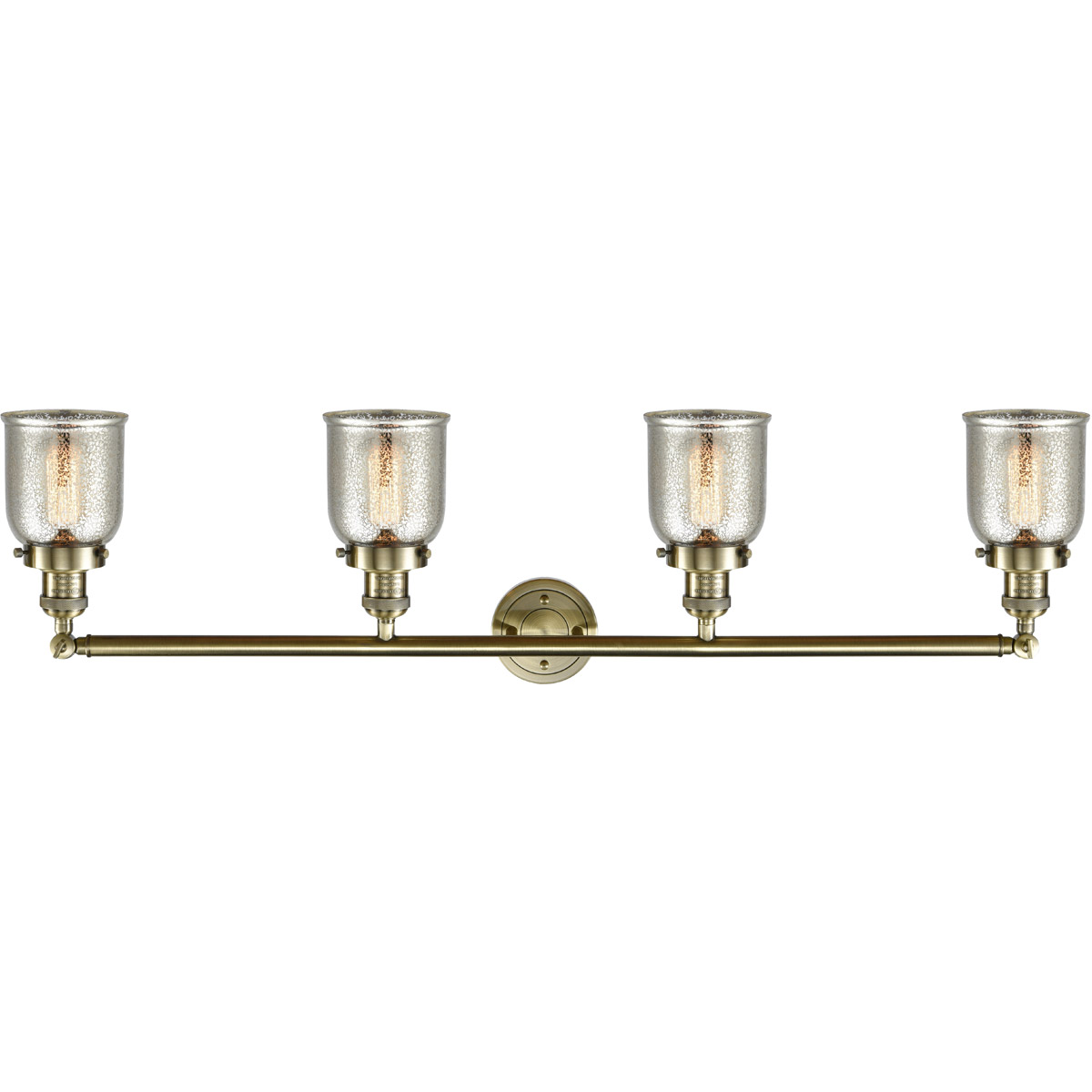Franklin Restoration Small Bell LED 43 inch Antique Brass Bath Vanity Light Wall Light in Silver Plated Mercury Glass, Franklin Restoration