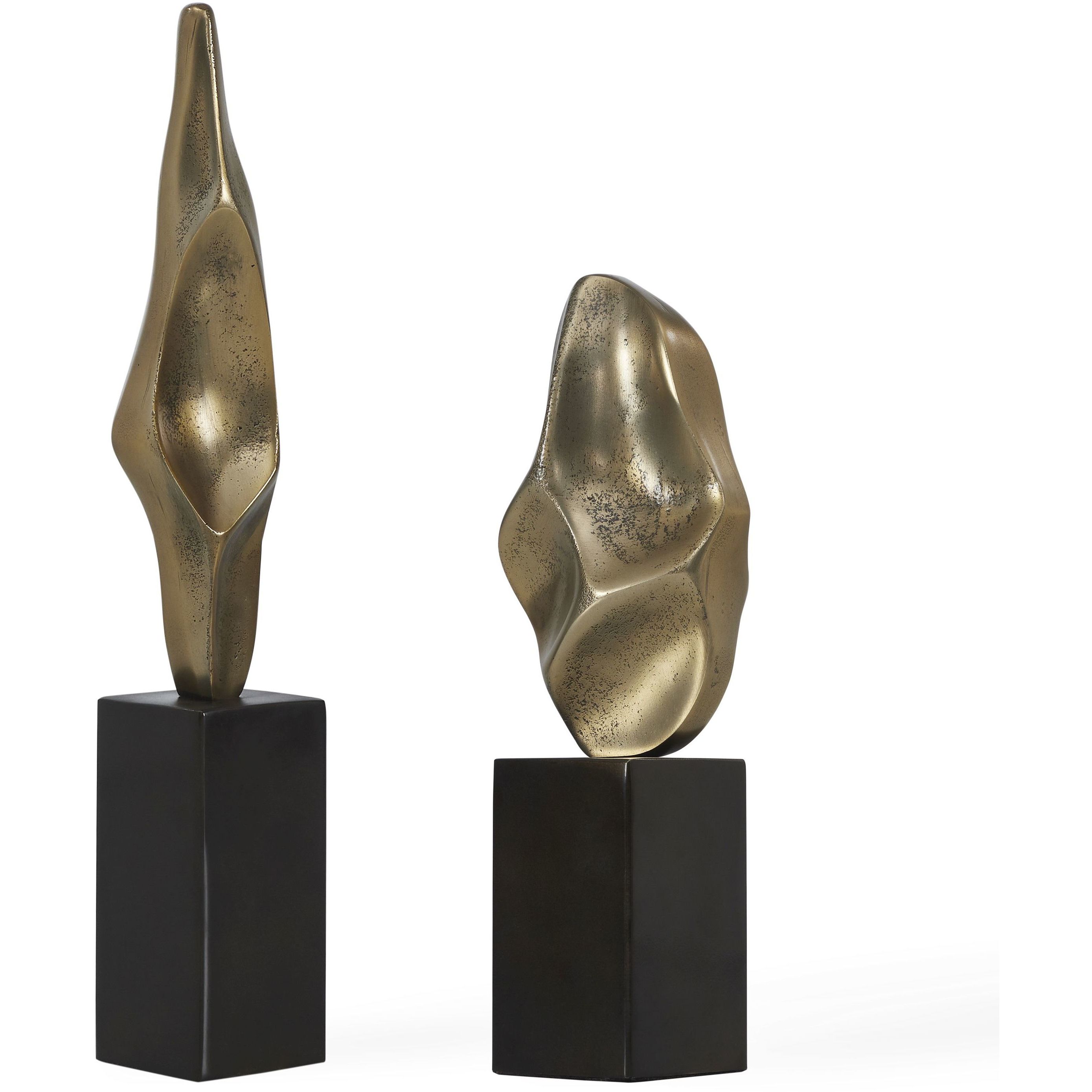 Fluid Geometry 19 X 3 inch Sculptures, Set of 2