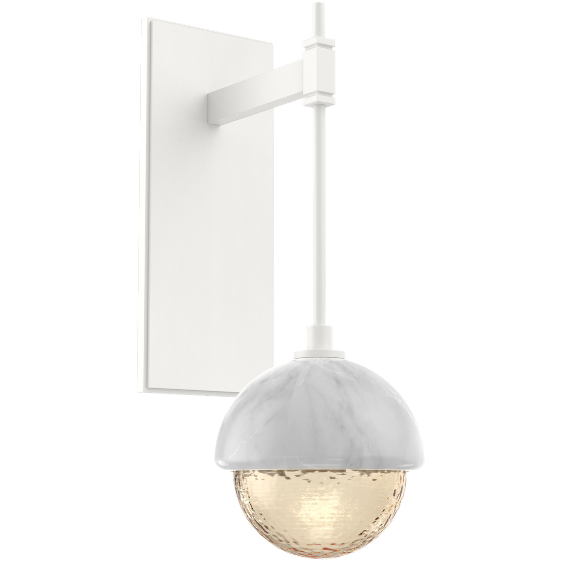 Cabochon Tempo Sconce Wall Light in 3000K LED, Amber, Salt White with White Marble