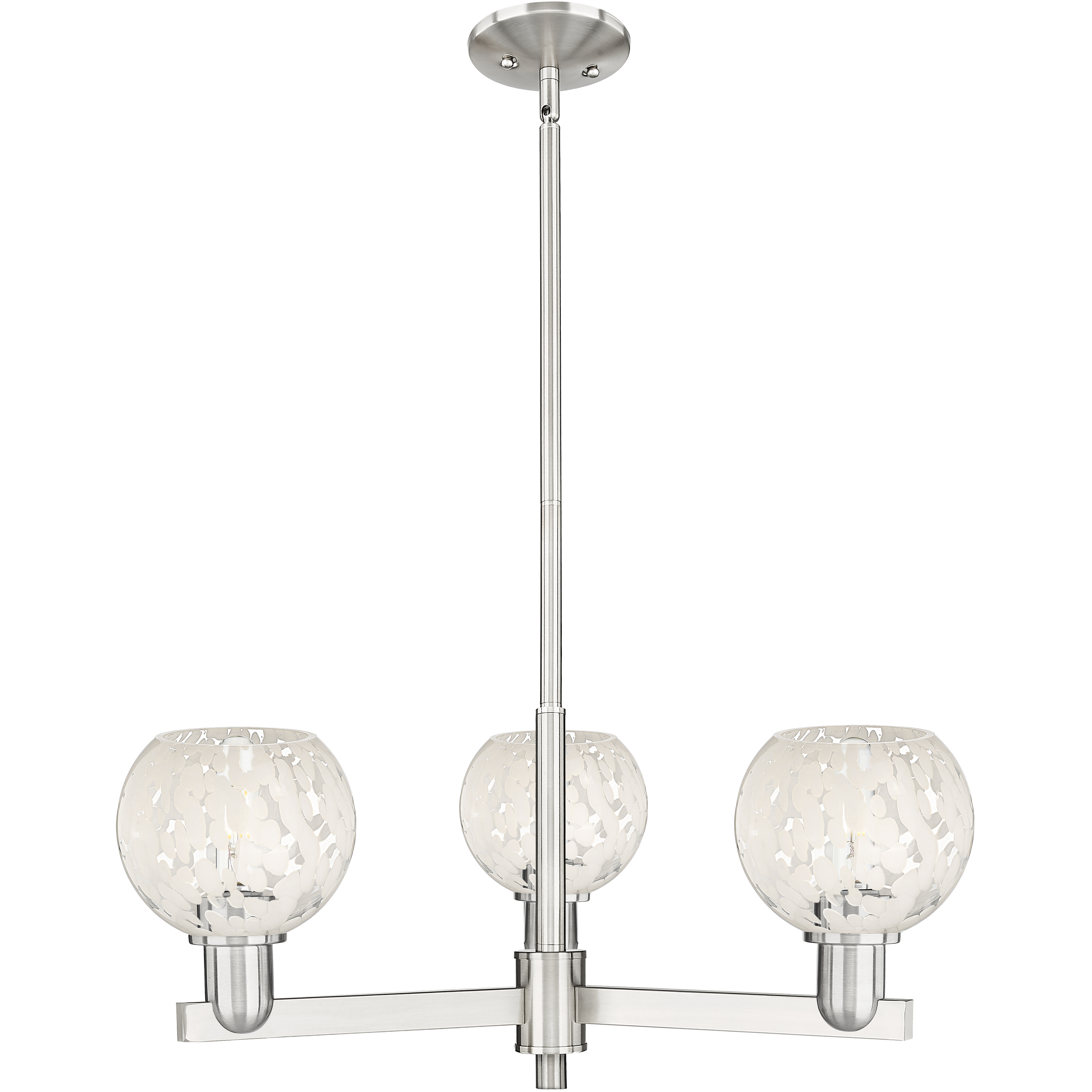 Arcadia White Mouchette 3 Light 27.75 inch Satin Nickel Chandelier Ceiling Light