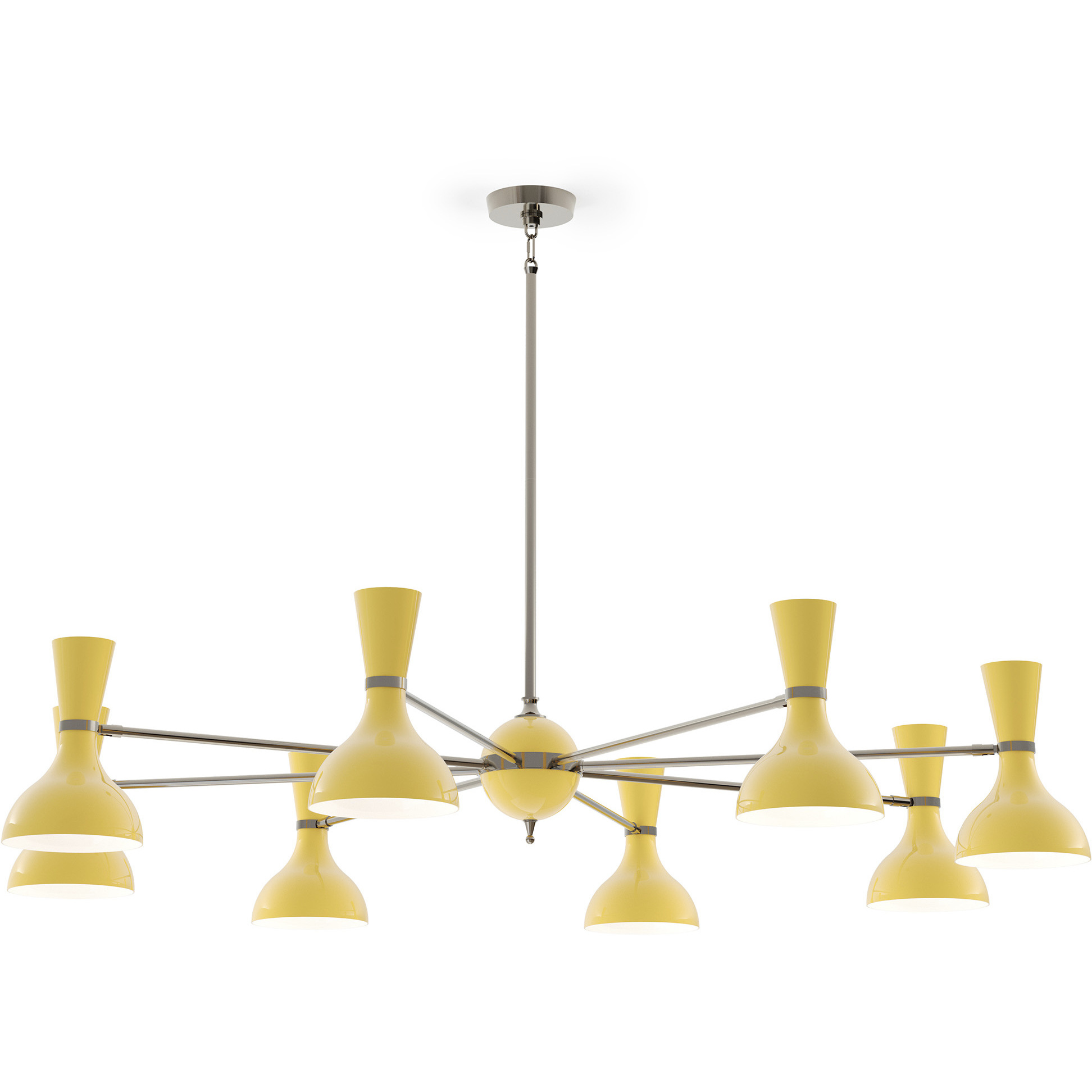 Clare 8 Light 57 inch Polished Nickel Chandelier Ceiling Light in Sunset Yellow