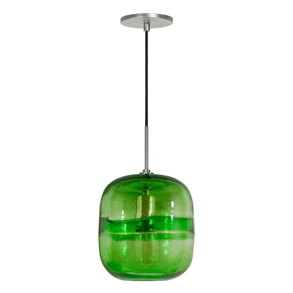 Envisage Vi 1 Light 7.5 inch Brushed Nickel Mini Pendant Ceiling Light in Envisage Green