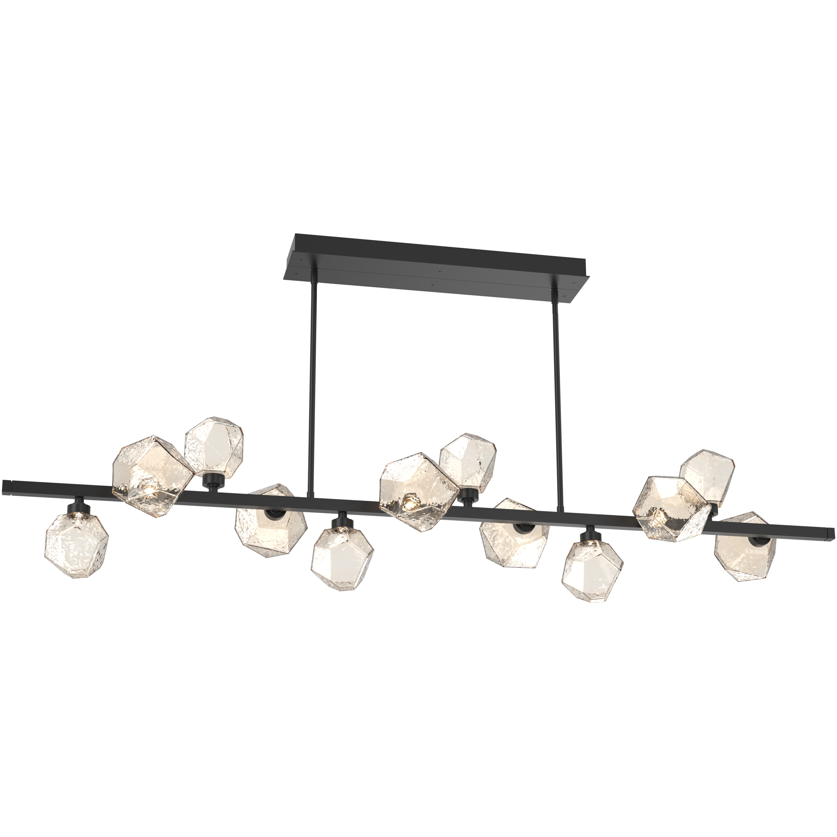 Gem LED 72 inch Matte Black Chandelier Ceiling Light in Amber, 2700K LED, Twisted Branch