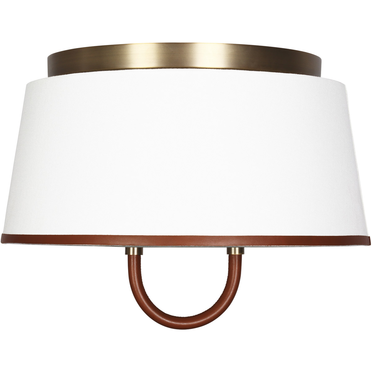 Katie 2 Light 16 inch Time Worn Brass / Saddle Leather Flush Mount Ceiling Light
