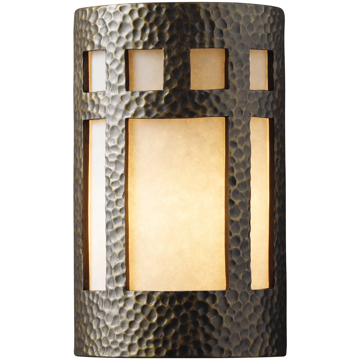Ambiance LED 8 inch Hammered Polished Brass Wall Sconce Wall Light in Hammered Brass, 1000 Lm LED, Large
