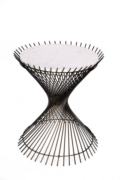 MZ Series Marble Side Table, Black Frame
