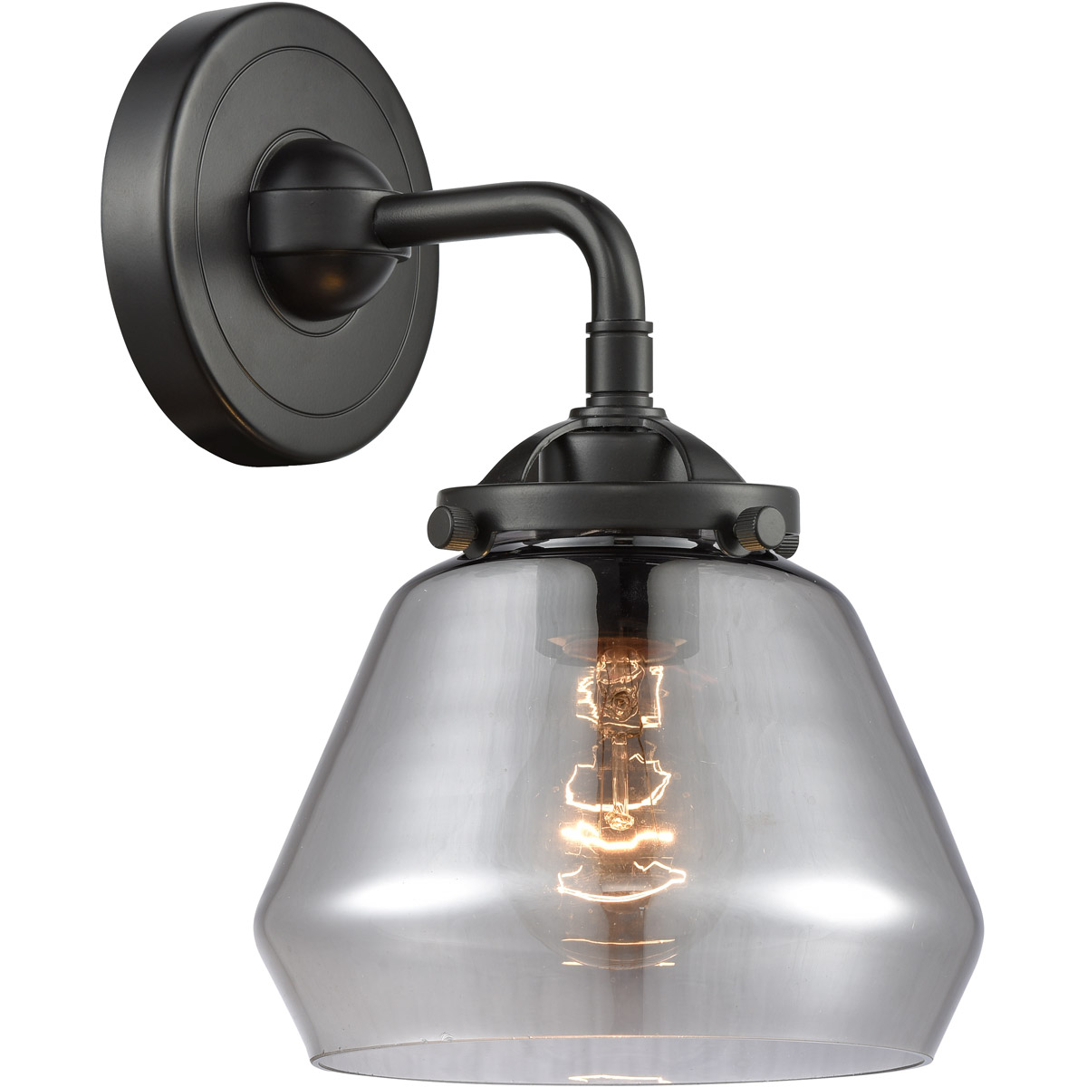 Nouveau Fulton 1 Light 7 inch Oil Rubbed Bronze Sconce Wall Light in Plated Smoke Glass, Nouveau
