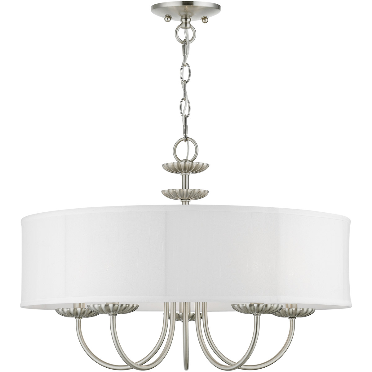 Brookdale 5 Light 23 inch Brushed Nickel Pendant Chandelier Ceiling Light