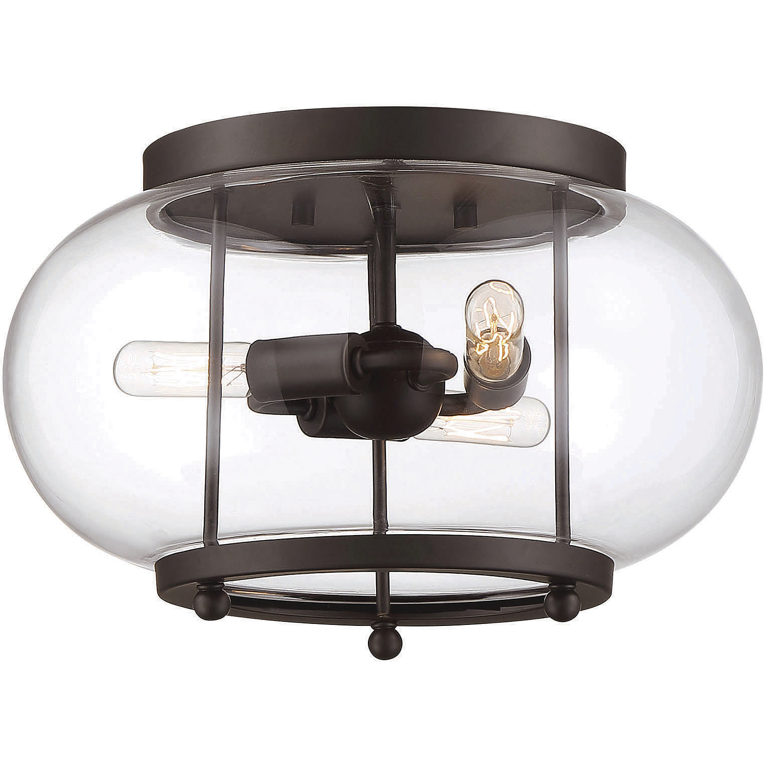 Farmhouse 3 Light 13 inch Oil Rubbed Bronze Outdoor Flush Mount