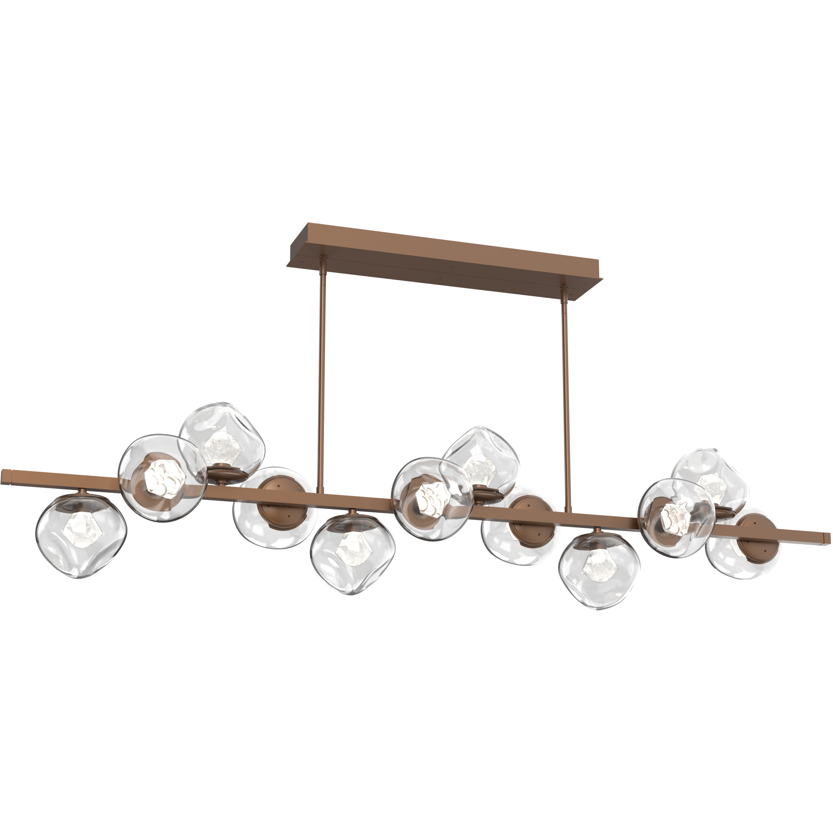 Luna LED 72 inch Burnished Bronze Chandelier Ceiling Light in 3000K LED, Zircon Inner - Clear Outer, Twisted Branch