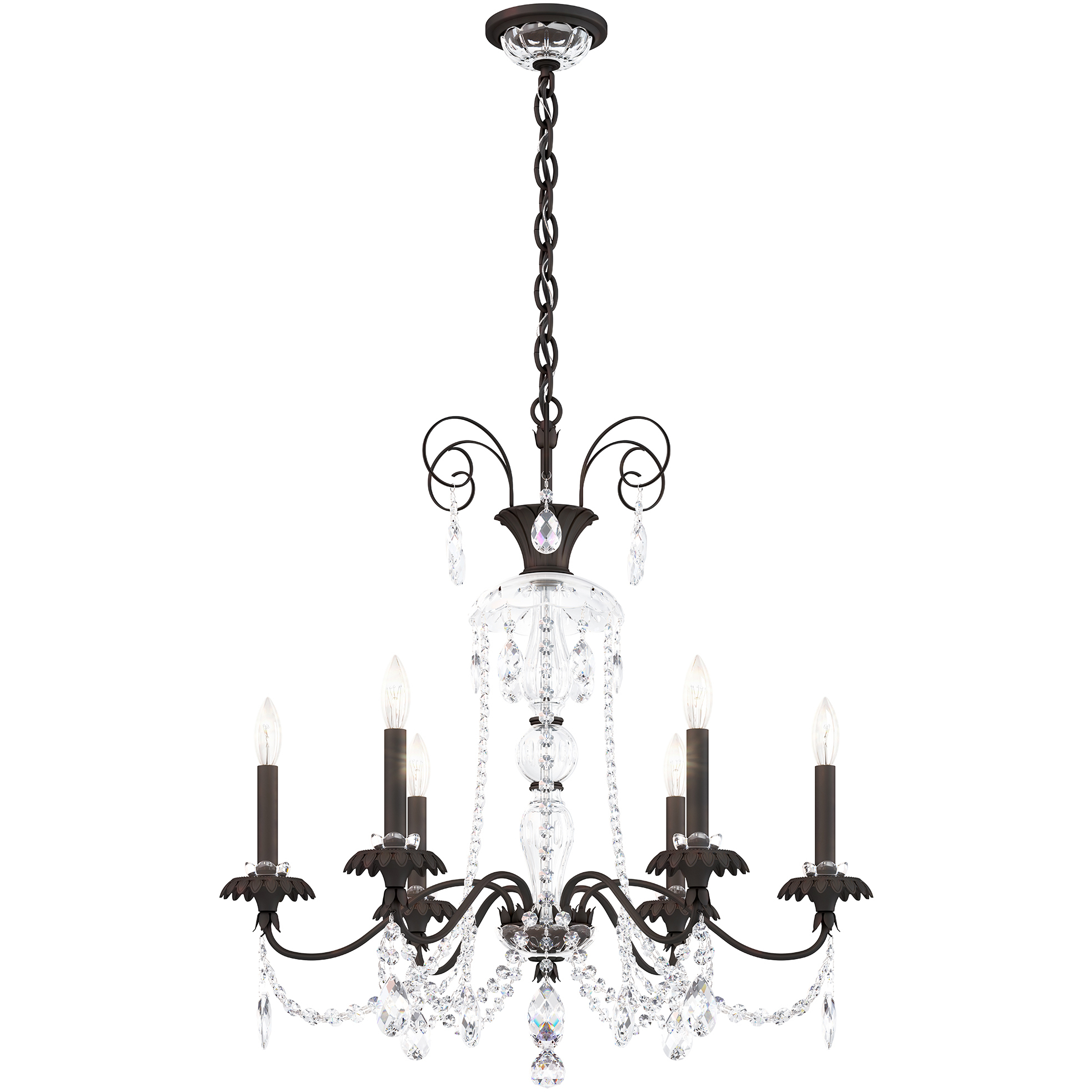Helenia 6 Light 28 inch Black Chandelier Ceiling Light, Adjustable Height