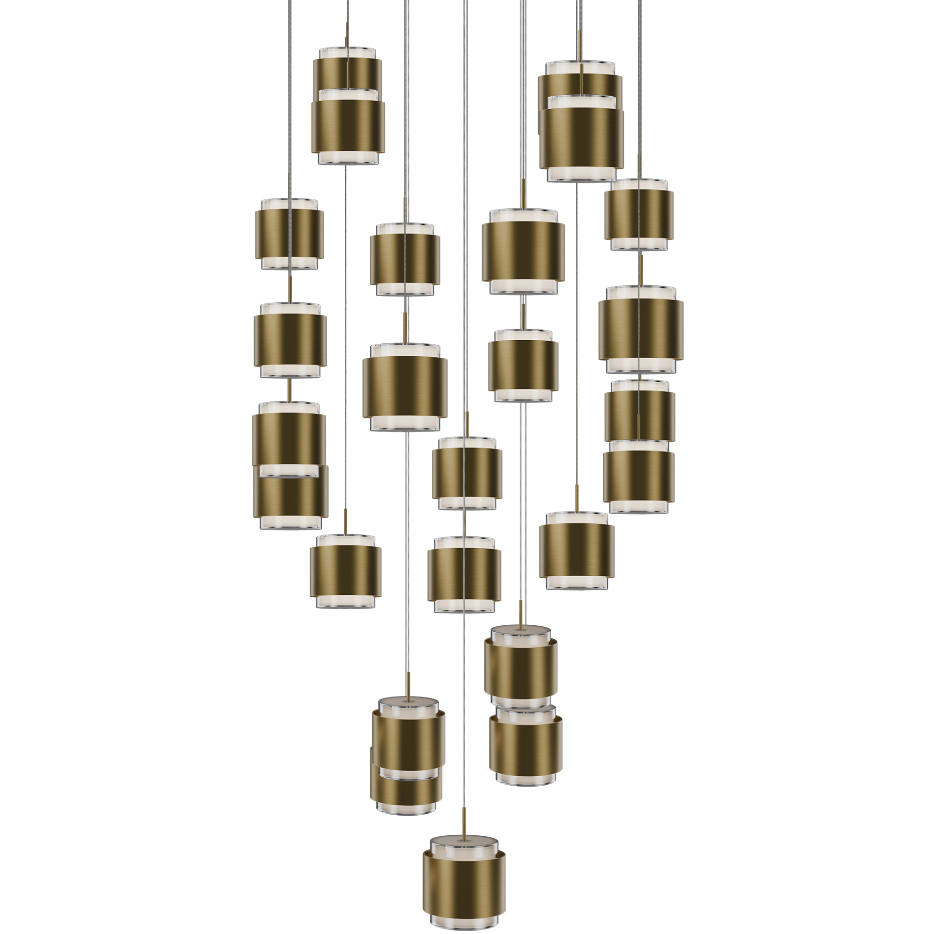 Banded LED 29 inch Aged Brass Chandelier Ceiling Light, dweLED