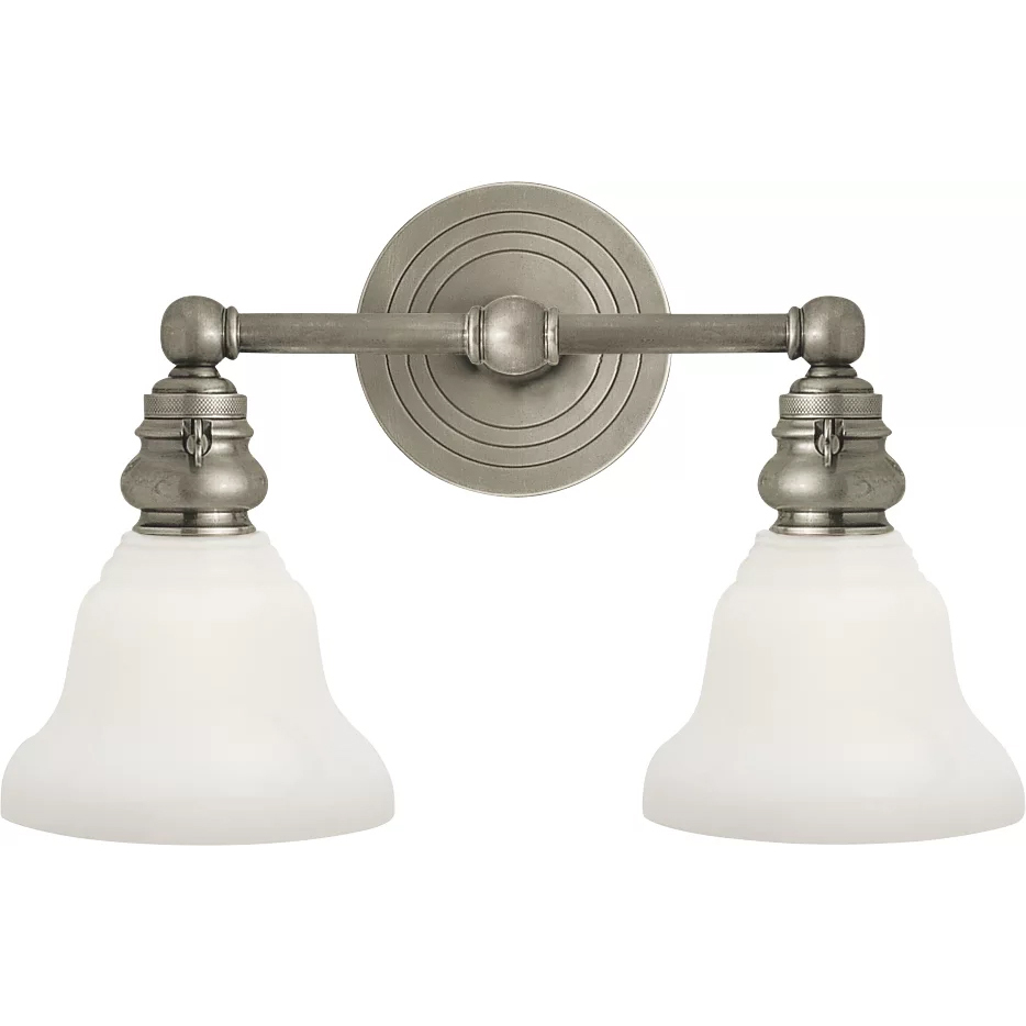 Chapman & Myers Boston 2 Light 14.5 inch Antique Nickel Double Bath Light Wall Light in White