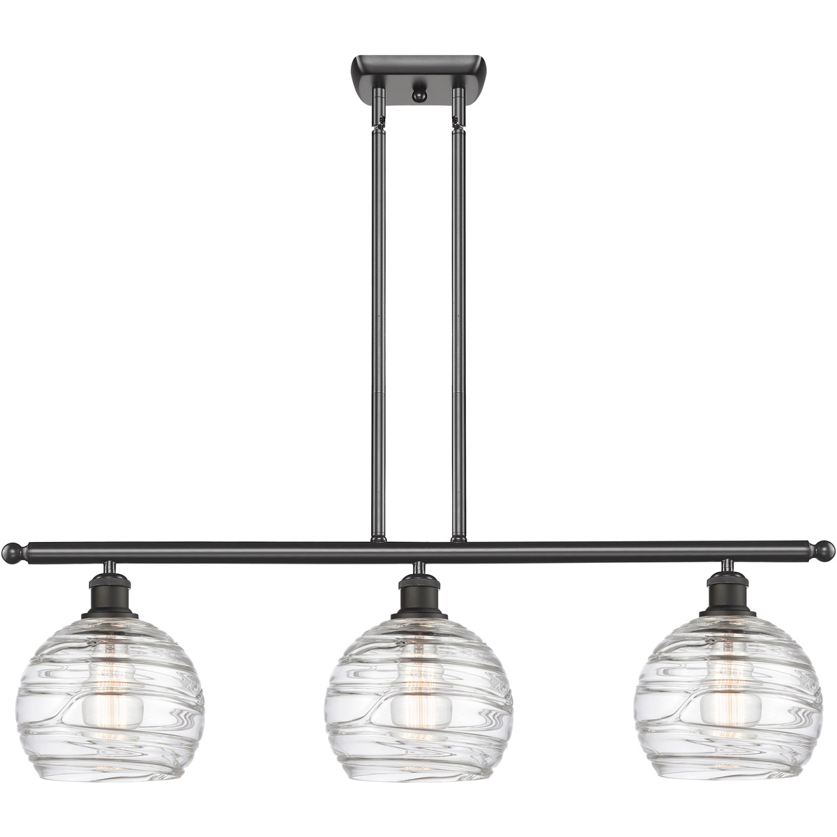 Ballston Deco Swirl 3 Light 36 inch Oil Rubbed Bronze Island Light Ceiling Light, Ballston