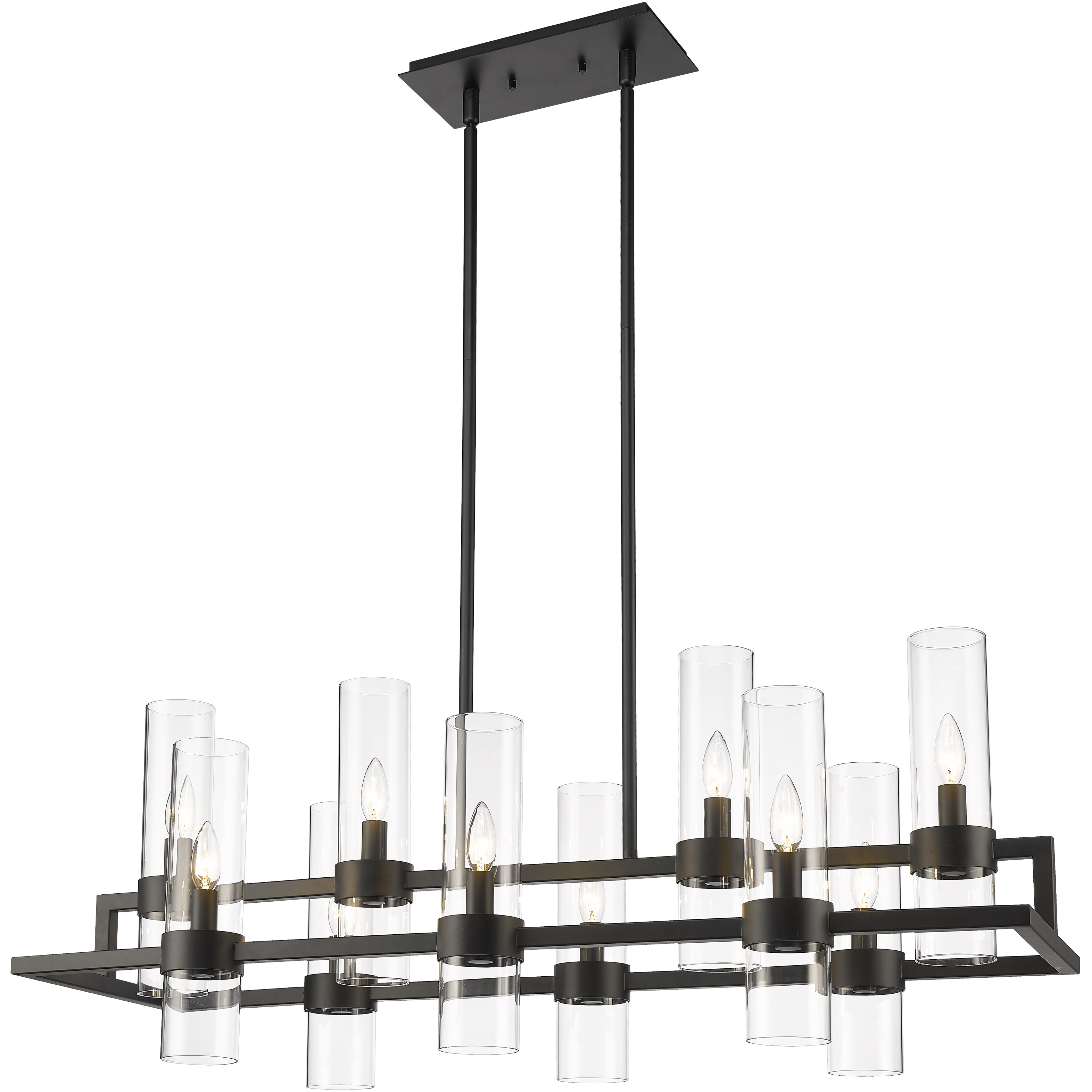 Datus 10 Light 42.5 inch Matte Black Linear Chandelier Ceiling Light