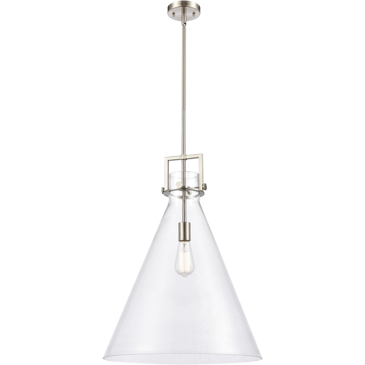 Newton Cone 1 Light 18 inch Brushed Satin Nickel Pendant Ceiling Light