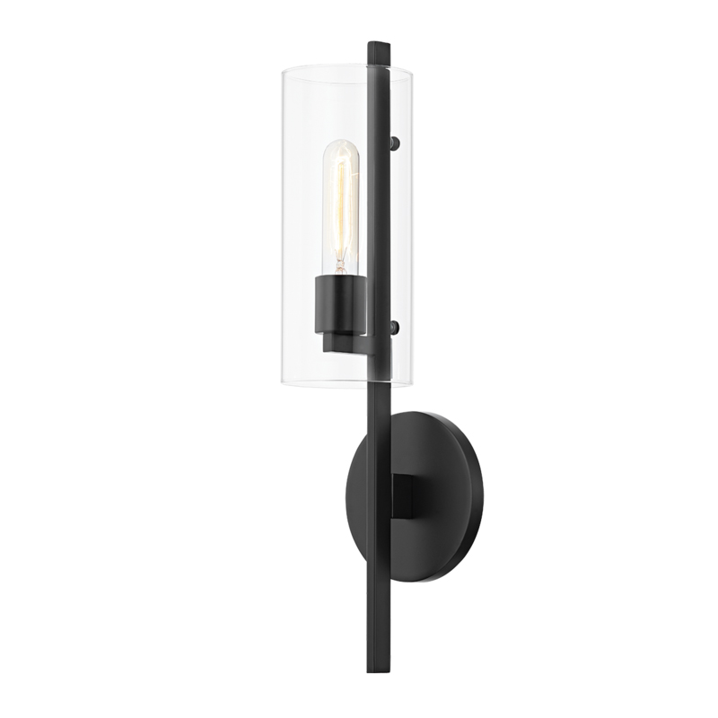 Ariel 1 Light Soft Black Wall Sconce Wall Light