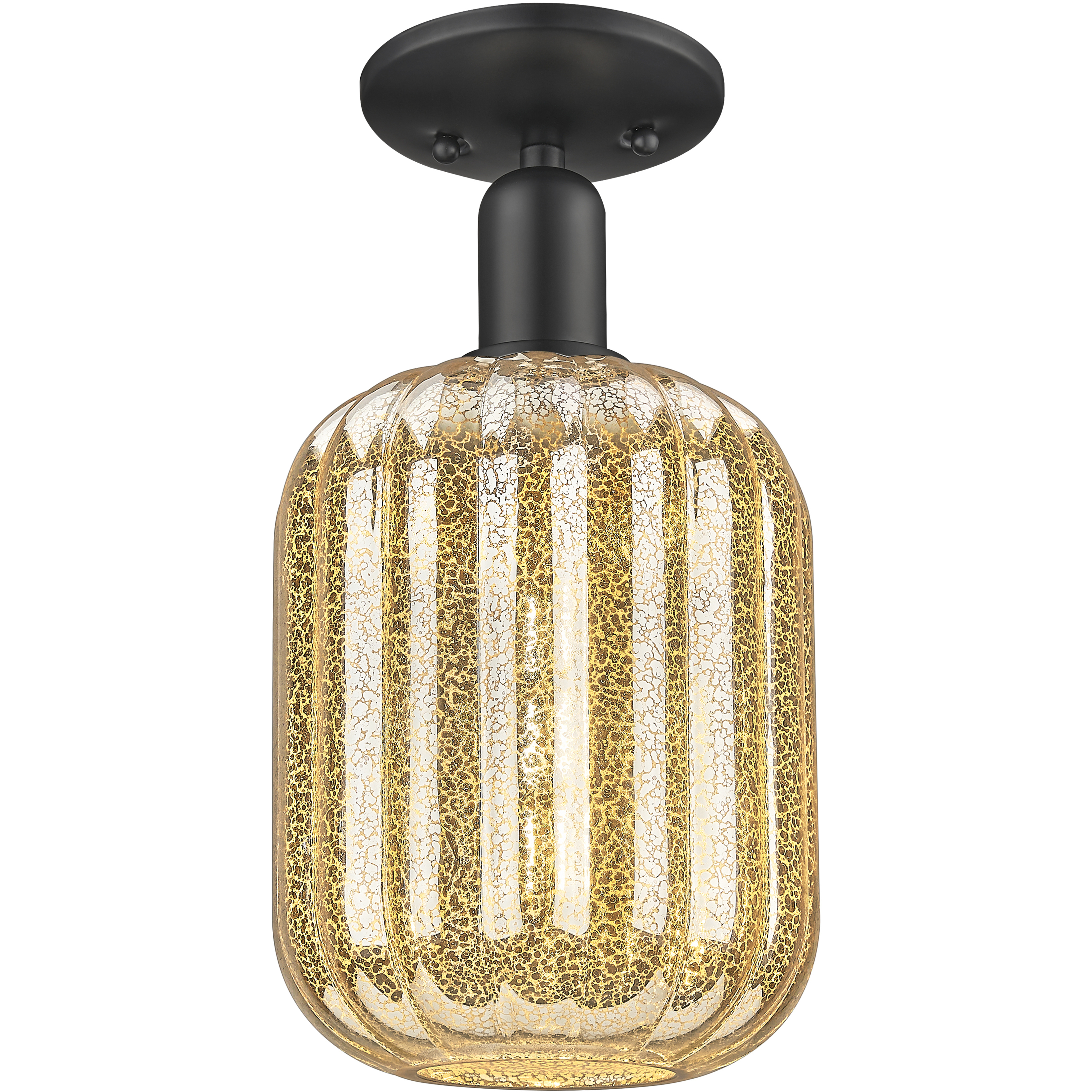 Preston 1 Light 6.75 inch Matte Black Semi-Flush Mount Ceiling Light in Mercury Glass