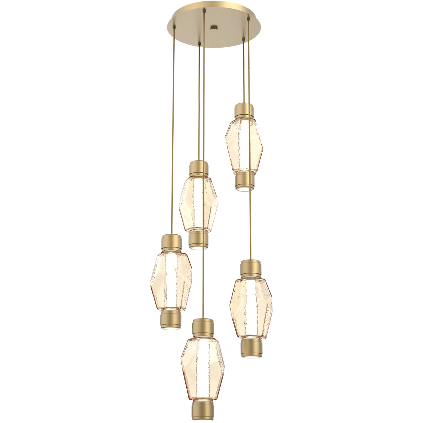Gem Mandrel LED 21.4 inch Gilded Brass Multi-Pendant Ceiling Light