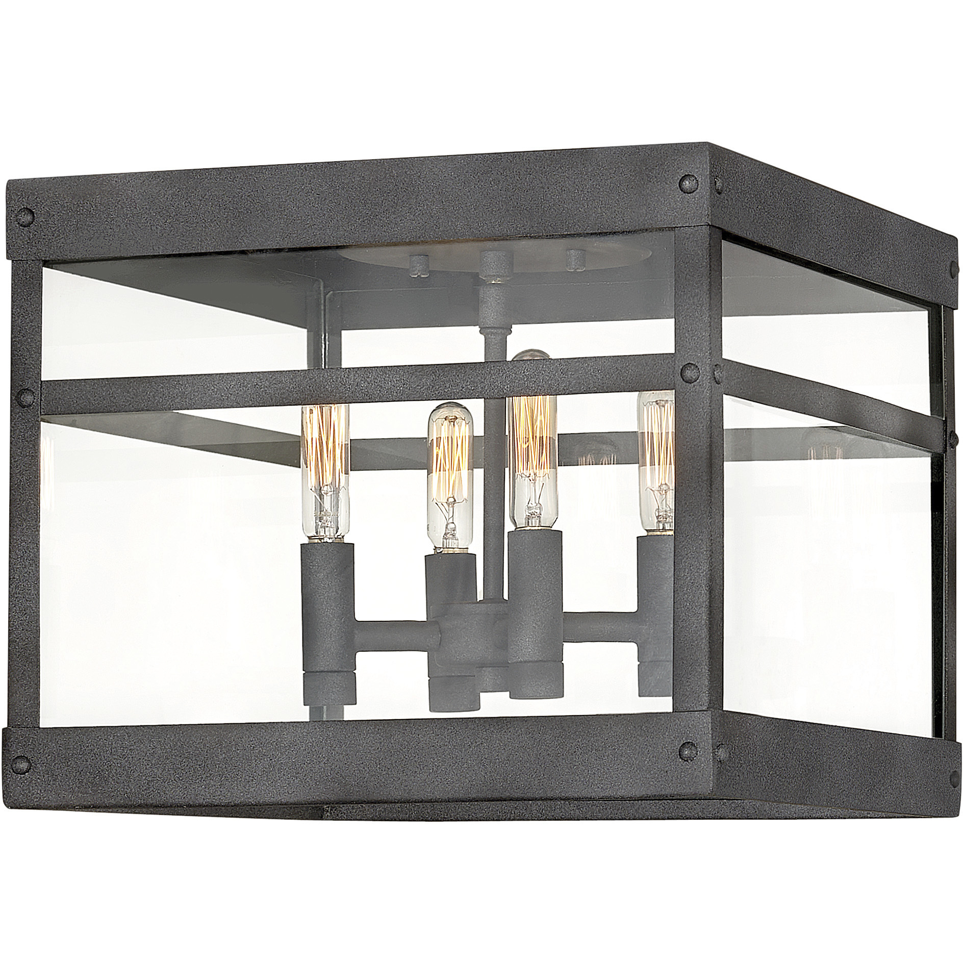 Open Air Porter 4 Light 12 inch Aged Zinc Outdoor Flush Mount, Estate Series