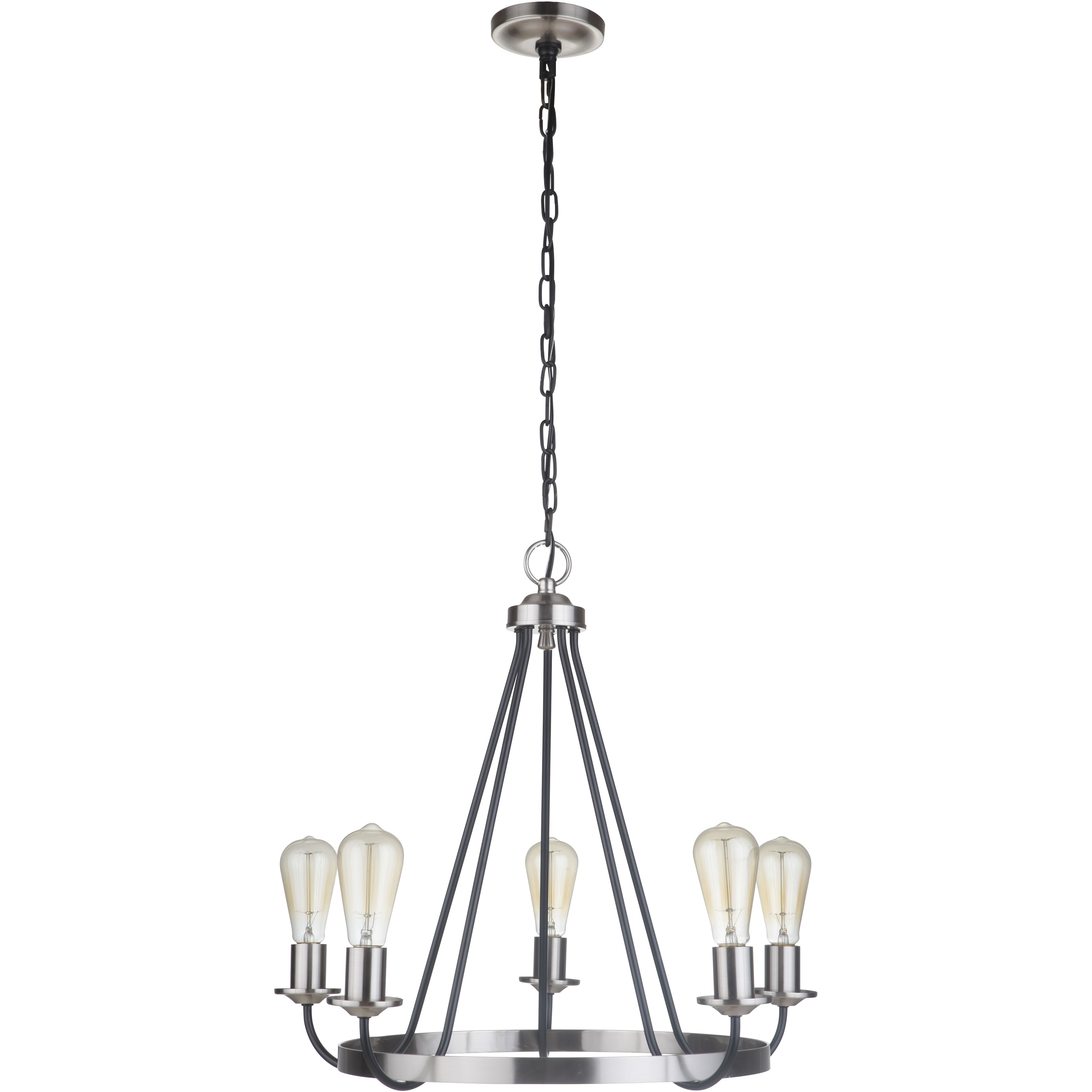 Neighborhood Randolph 5 Light 25 inch Flat Black/Brushed Polished Nickel Chandelier Ceiling Light, Neighborhood Collection